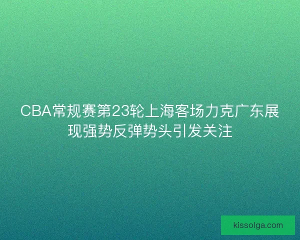CBA常规赛第23轮上海客场力克广东展现强势反弹势头引发关注