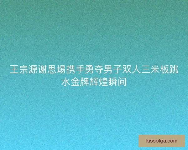 王宗源谢思埸携手勇夺男子双人三米板跳水金牌辉煌瞬间